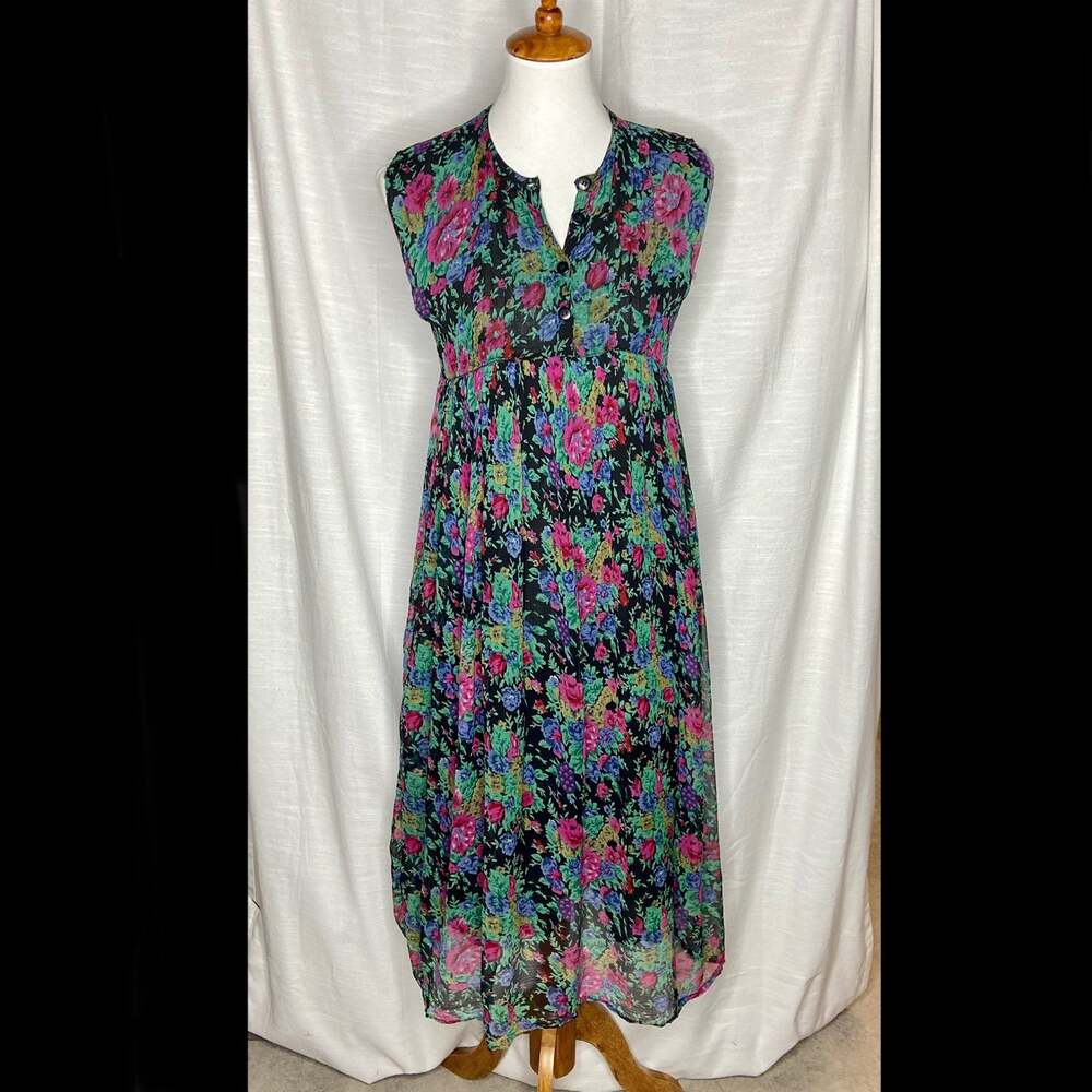 Vintage Silver Stream Rayon Floral Tank Dress